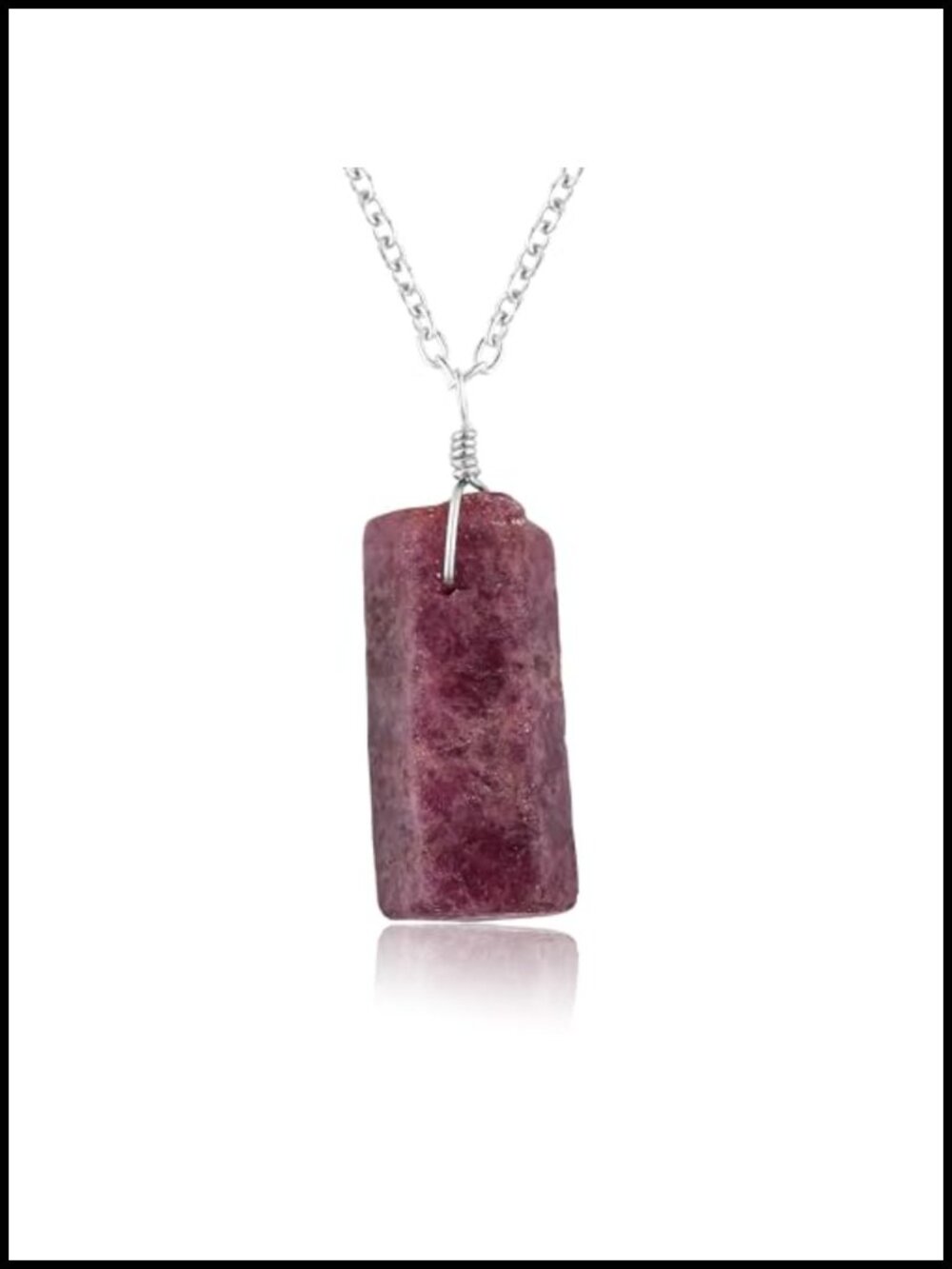 Natural Raw Ruby Bullet Pendant Necklace, Rough Crystal, Healing Stone,